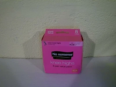 Hasta la rodilla No Nonsense talla Plus - Puntera transparente negra - Paquete de 8 Foto 1 de 4