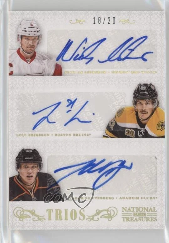 2013 National Treasures Trios Gold /20 Nicklas Lidstrom Loui Eriksson Auto HOF - Image 1 of 2