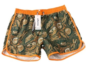 Maamgic Swim Trunks Lined M Board Shorts Pockets Leopard Hawaiian Floral Mens - Picture 1 of 7