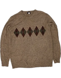 DOCKERS Mens Crew Neck Jumper Sweater XL Brown Argyle/Diamond Acrylic CB33 - Picture 1 of 4