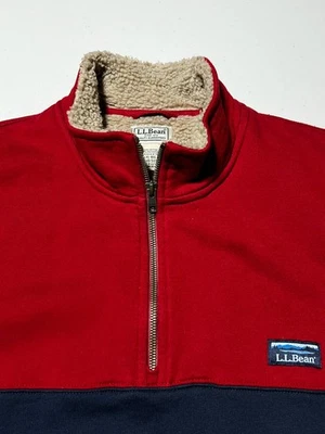 LL Bean мужской XL пуловер 1/4 молнии шерпа флисовый воротник толстовка свитер - Изображение 1 из 4