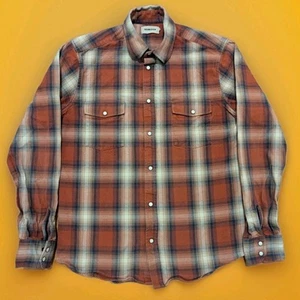 Taylor Stitch Glacier Shirt 40/Medium M White Red Heavyweight Flannel Pearl Snap - Picture 1 of 7