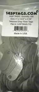 145PTAGS FiberTags TelecomGrigio, 1"x1-3/4"x.062"- USA QTY 200/500/1000 con bonus25 - Foto 1 di 2
