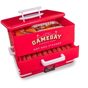Nostalgia Hot Dog Steamer Warmer Red Gameday Multi-Use Food Veggies Pot Stickers - Picture 1 of 11