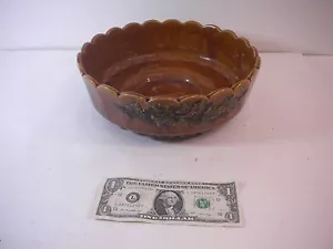 Vintage McCoy Brown Planter / Pottery Bowl - Grapes Design - Picture 1 of 4