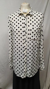 New Look Poka Dot Long Sleeve Collared Button Up Blouse Size 12 (527) - Picture 1 of 11