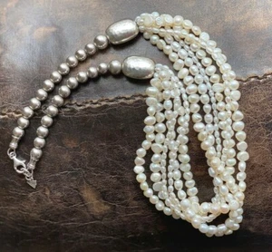 Silpada Multi Strand Fresh Water Pearl & Sterling Silver Bead Necklace N1565  - Picture 1 of 9