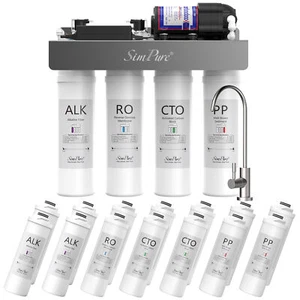 SimPure WP2-400GPD UV pH alcalino + sistema de ósmosis inversa + filtros de agua de 2 años - Imagen 1 de 13