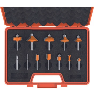 CMT 12 Piece Router Bit Set in Case Carbide Tipped 1/4" Shanks 800.503.11 - Image 1 of 2
