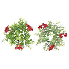  2 Pcs Christmas Wreath Plastic Candle Holder Votive Pine Cones Wreaths