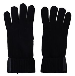 DOLCE & GABBANA Gloves Men Black Virgin Wool Knit Hands Mitten s. 9 / M 280usd