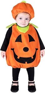 Pumpkin Costume w Hat Plush Orange Infant 12 24 Months Halloween Outfit