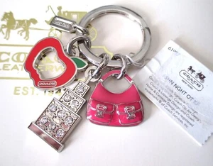 Portachiavi portachiavi nuovo con etichette Coach strass NYC Apple Fashion Night Out - Foto 1 di 6