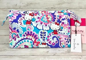 Vera Bradley Hello Kitty Paisley Trapeze Cosmetic Bag Zip TRAVEL Pouch Limited - Picture 1 of 13