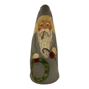 Vintage Handmade Painted Canvas Folk Art  Standing Santa Artist Signed Nowen '90 - Picture 1 of 12