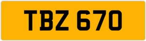 TBZ 670 T 3x3 DATELESS PRIVATE NUMBER PLATE TOM TONY TEL TOD TODD TAM TAJ TRACE - Picture 1 of 1