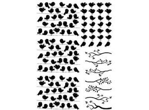Birds on Branches 50 pcs Black Fused Glass Decals - Picture 1 of 1