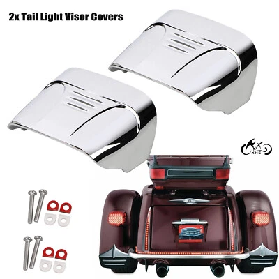 Pair Chrome Rear Tail Light Visor Covers Fit For Harley Tri Glide Ultra FLHTCUTG - Image 1 of 4