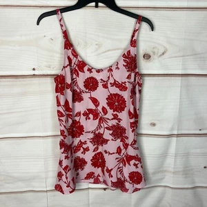 CAbi Top Womens S Pink Floral Cami Tank Scoop Neck Ruffle Hem Adjustable Strap - Picture 1 of 8