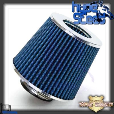 Blue 3" 76mm Inlet Cold Intake Cone High Flow Air Filter for Short Ram Turbo NA - Image 1 of 4