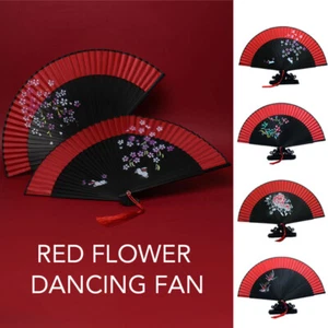 Ventilador de mano de seda de bambú chino tela plegable de madera fiesta flor decoración regalo - Imagen 1 de 20