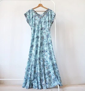 Maxi vestido floral East Artisan With Anokhi estampado de bloques étnico indio M (L2) - Imagen 1 de 6