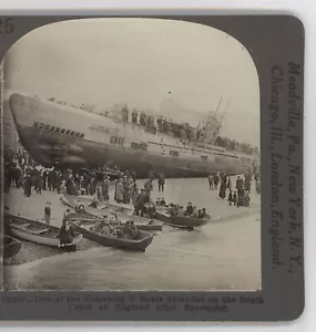 One of the Notorious U Boats after Surrender WWI Stereoview c1915 - Picture 1 of 4