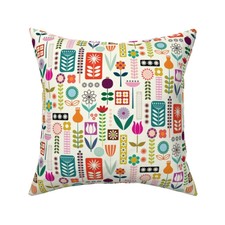 Mod Flowers Flower Floral Throw Pillow Cover w Optional Insert by Roostery