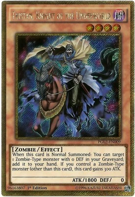 Tristan, Knight of the Underworld PGL2-EN009 Gold Secret Rare Yu-Gi-Oh Card New - Image 1 of 3