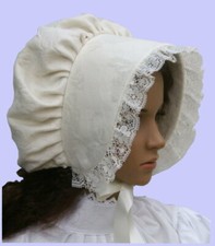 Victorian bonnet costume fancy dress Dickensian Christmas carol singer cream