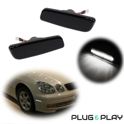 [Plug & Play] Lente ahumada Luces de señalización laterales delanteras blancas para Toyota Lexus Scion Foto 1 de 4