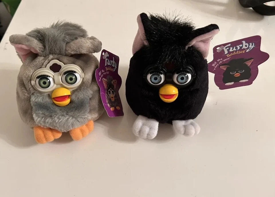 Furby Buddies ‘Good Pet’ & ‘Done Sleep’ Plush Toy 4” New Tags Tiger 1999 Duo 2 X - Image 1 of 4