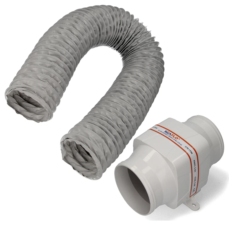 BOOTE & YACHTEN KANTSCHUSTER Blower 4" 24 V + Blowerschlauch Länge wählbar Motorraumlüfter Lüfter Absaugung