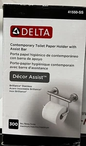Delta Decor supporto carta igienica montaggio a parete con barra di assistenza brillantezza inox - Foto 1 di 3