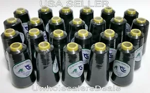 16 Big Spools Sewing Thread Serger Polyester BLACK 2500 yards each Spool NEW - Picture 1 of 1