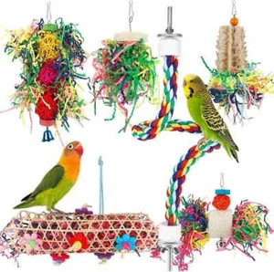 Bird Toys Shredding Foraging Parakeet Toy Chewing With Rope Perch - Picture 1 of 3