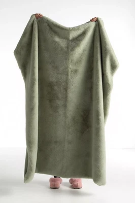 Anthropologie - The Sophie Faux-Fur Throw Blanket - Light Green- Size 60" x 70" - Image 1 of 4
