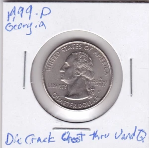 1999-P Georgia Quarter Die Crack From Chest Thru U and Q To Rim - Picture 1 of 2