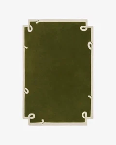 Neu Handgetuftet Handarbeit Design Teppich Grün NZ Wolle Schlafzimmer Küche Zimmerteppich - Bild 1 von 5