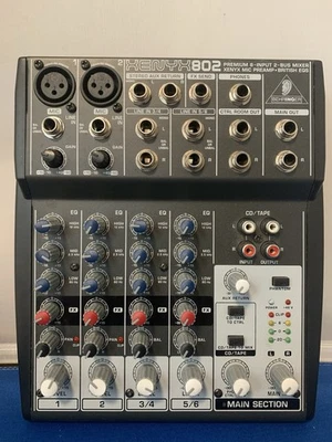 Behringer Xenyx 802 Mixing Console, 8 Channel - Black - (No Power Cord) - Image 1 of 4