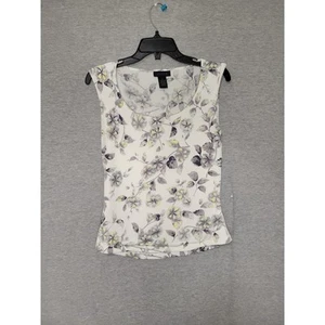 Women's The Limited White Floral Sleeveless Lined Stretch Blouse Medium - Picture 1 of 6