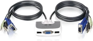 IOGEAR KVM Switch GCS632U USB Plus KVM Switch 2Ports Builtin 6ft Cable and Audio - Picture 1 of 1