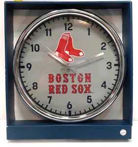 Boston Red Sox 12 inch Chrome Plated Wall Clock Wincraft New - Picture 1 of 1