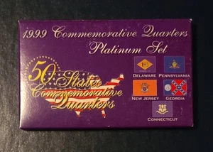 1999 Commemorative Quarters Platinum Set w/ Original Box - Picture 1 of 4