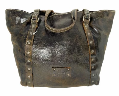Patricia Nash Distressed Black Brown Studded Large Tote Shoulder Bag - Image 1 of 4