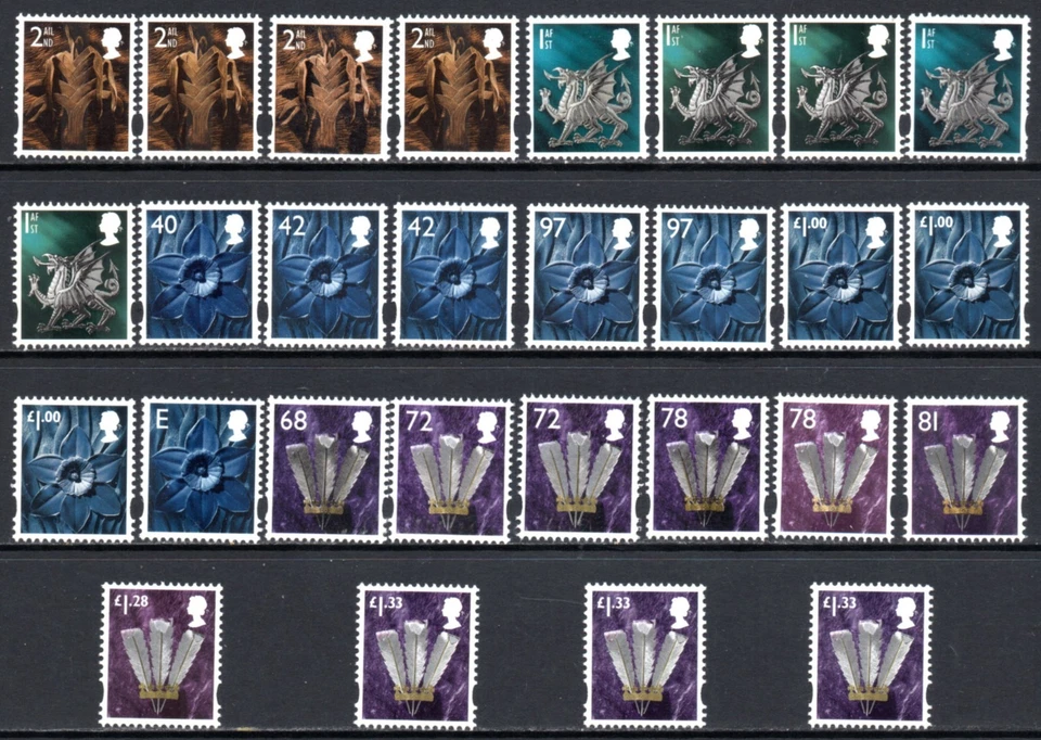 WALES 2000s SCARCER DECIMAL SELECTION (28), FINE MNH. BELOW FACE - Image 1 of 1