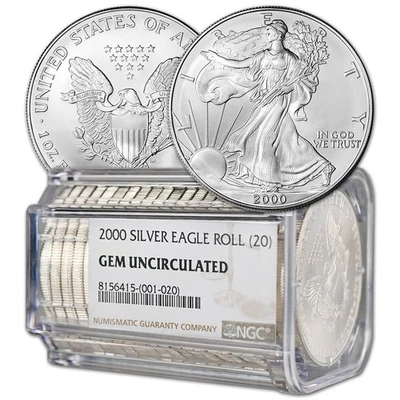 Tube of 20 - 2000 American Silver Eagle Coin - NGC Gem Uncirculated - Image 1 of 3
