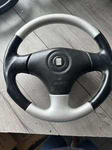 Mazda Mx5 Mk2 Mk2.5 Jasper Conran Black And Silver Leather Steering Wheel RARE - Picture 1 of 6