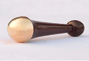 Kansa Wand Bronze Cap Wooden Face Body Massager Detoxification Relaxation-Small - Picture 1 of 1