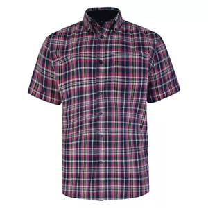 KAM Men’s Check Print Short Sleeve Shirt Regular Fit Collar Shirt 2XL-8XL - Picture 1 of 3